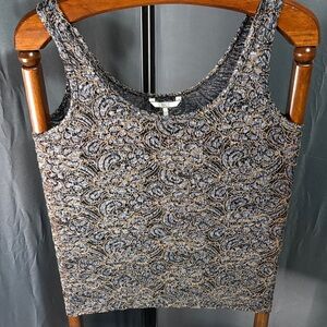 BKE Women's Black and Gold Patterned Tank Top